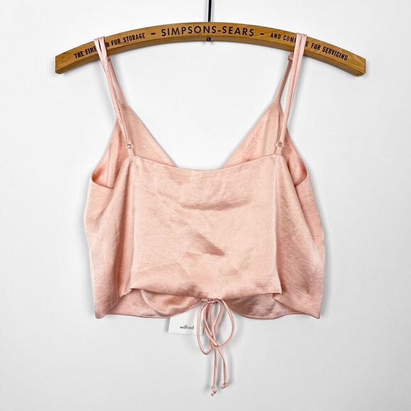 Aritzia Wilfred Womens Verso Camisole Coral Blush Satin Ruched Tank Top Sz Small - Picture 5 of 6